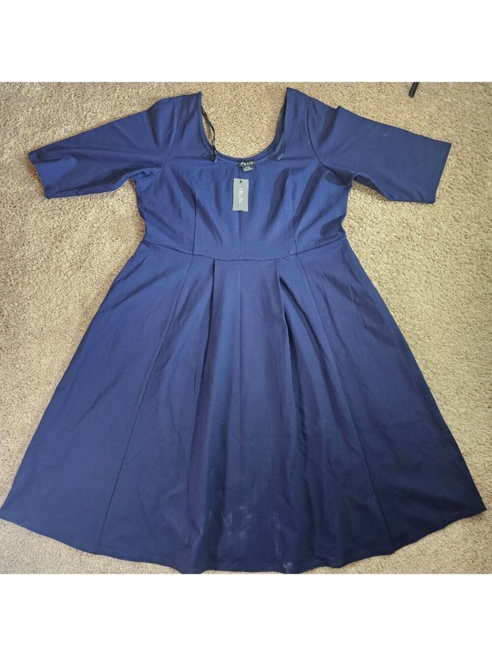 NWT City Chic Dress Womens XL 22 Navy Fit & Flare Maxi Classic Sleeve Pockets